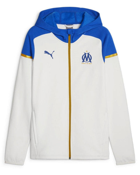 Olympique Marseille white/blue Casual hooded presentation jacket 2023/24 - Puma - NUTRYS