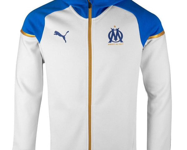 Olympique Marseille white/blue Casual hooded presentation jacket 2023/24 - Puma - NUTRYS