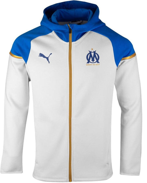 Olympique Marseille white/blue Casual hooded presentation jacket 2023/24 - Puma - NUTRYS