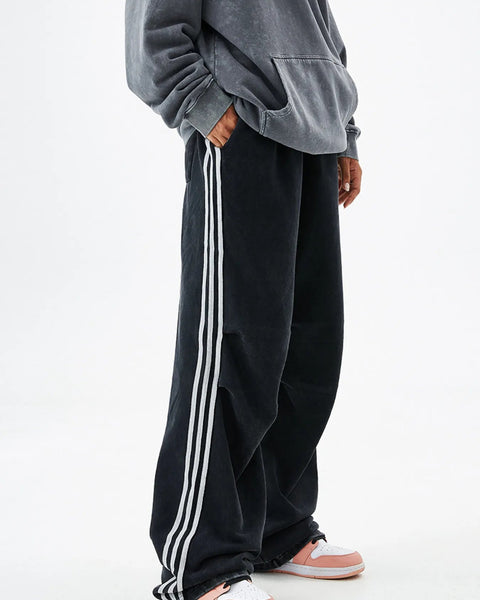 Pantalon rayé à jambes larges pour homme - NUTRYS