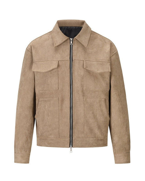 Veste en daim pour homme avec revers et fermeture �clair - NUTRYS
